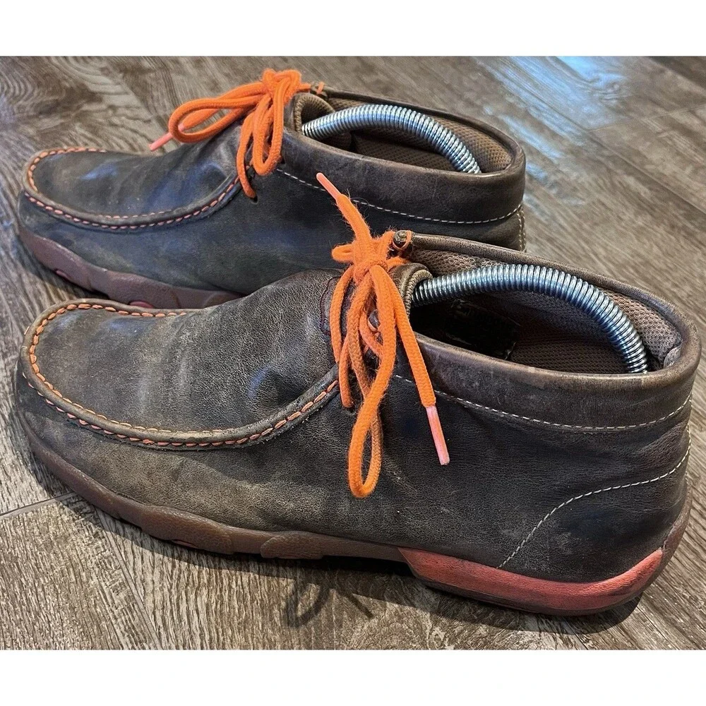 Twisted X Chukka Shoes Men's Size 9M Brown With Neon Orange MDM0019 Western Work
